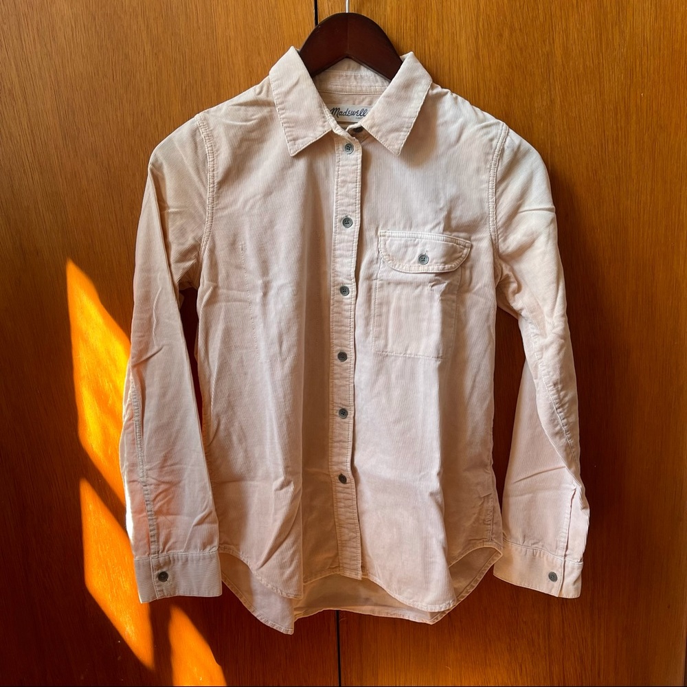 Madewell pale pink corduroy shirt XS